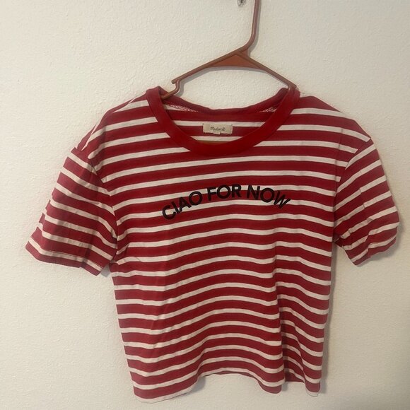 Ciao For Now Madwell Red and White Women's T Shirt - Picture 1 of 3